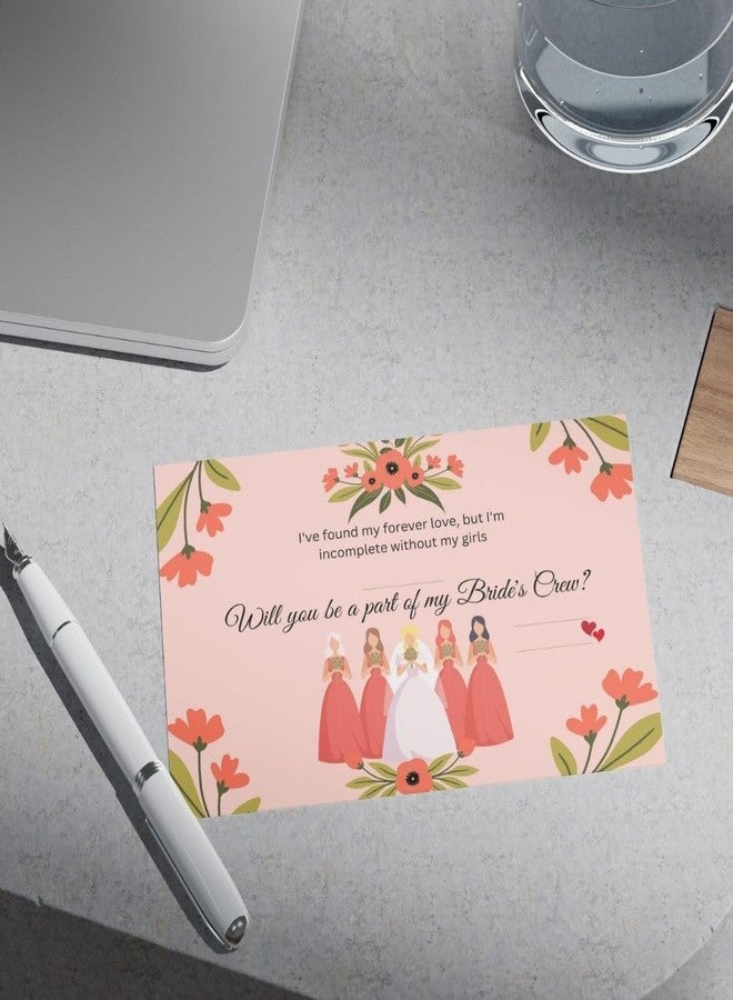 AanyaCentric 5.8x8.3inch Set of 10 Bridesmaid Proposal Self Fill-in Printed Card, 1 for Maid of Honour & 9 for Bridesmaid, Invitation for Best Friends, Ideas for Asking Colleagues, Blank at Back - Image 5